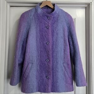 Vintage Avoca Handweavers Ombre Mohair Wool Coat Jacket Button Up Size Medium